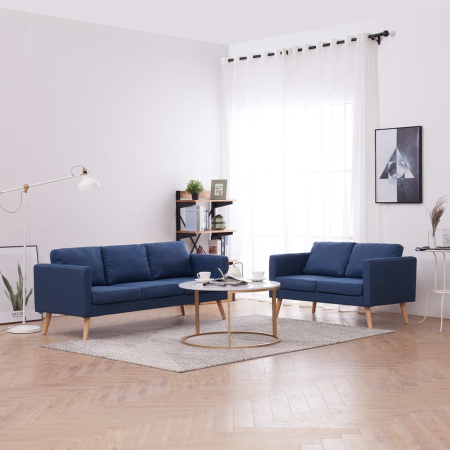 2-Delig Bankstel Stof Blauw 2-zits + 3-zits