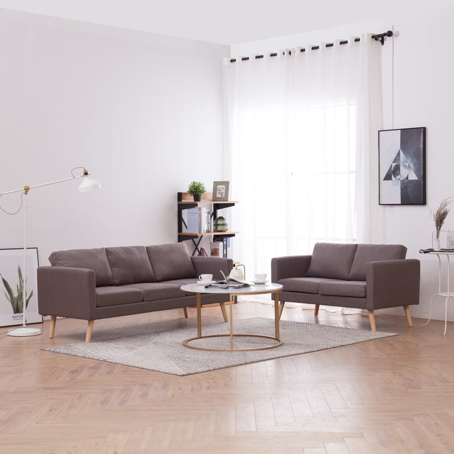 2-Delig Bankstel Stof Taupe 2-zits + 3-zits