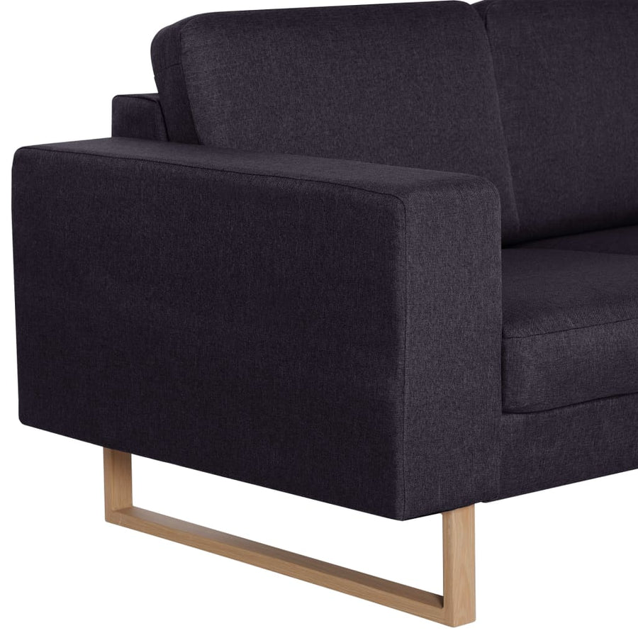 2-Delig Bankstel Stof Zwart 2-zits + 3-zits