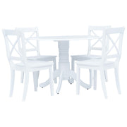 Eethoek 5-delig massief rubberwood wit 106x75 cm