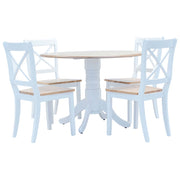 Eethoek 5-delig massief rubberwood wit bruin 106x75 cm