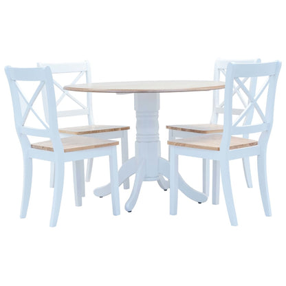 -Delige Eethoek Massief Rubberwood Wit en bruin