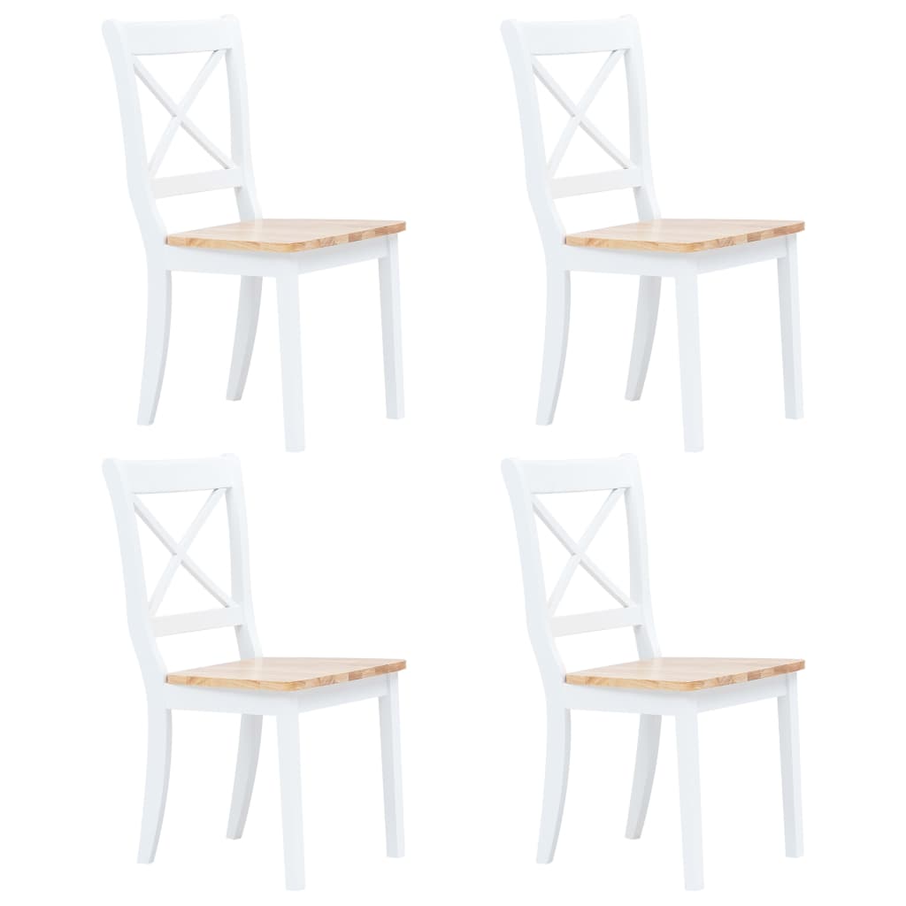 -Delige Eethoek Massief Rubberwood Wit en bruin