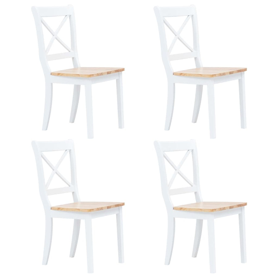 -Delige Eethoek Massief Rubberwood Wit en bruin