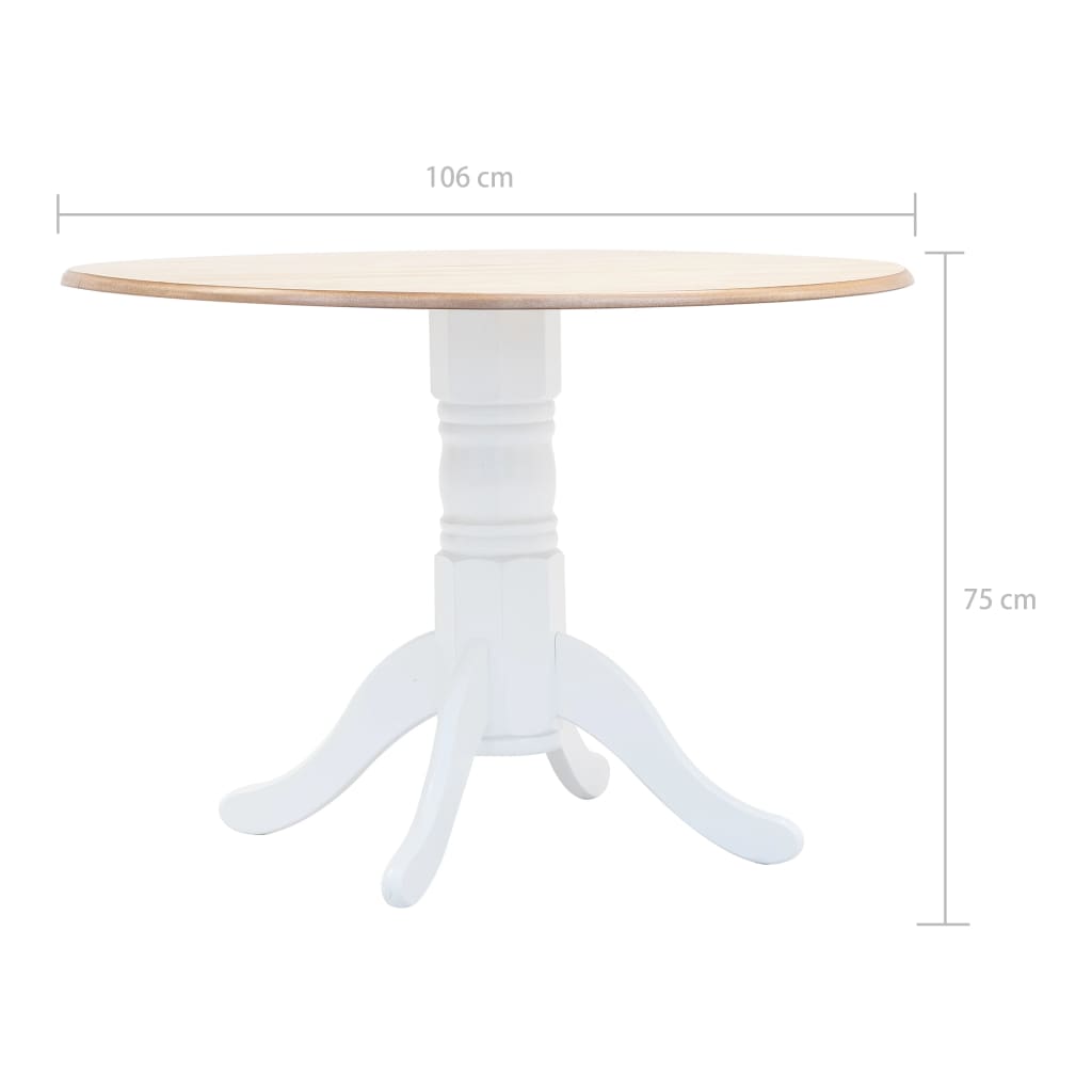 -Delige Eethoek Massief Rubberwood Wit en bruin