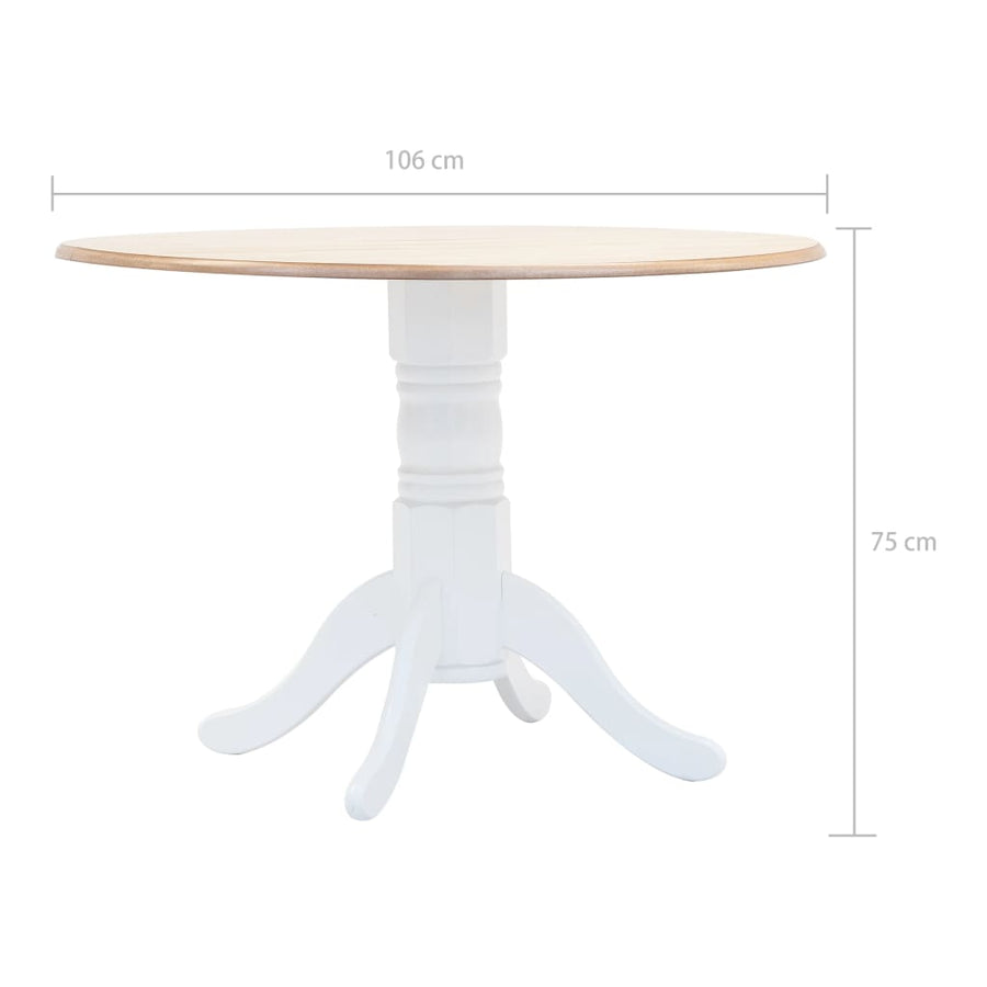 -Delige Eethoek Massief Rubberwood Wit en bruin