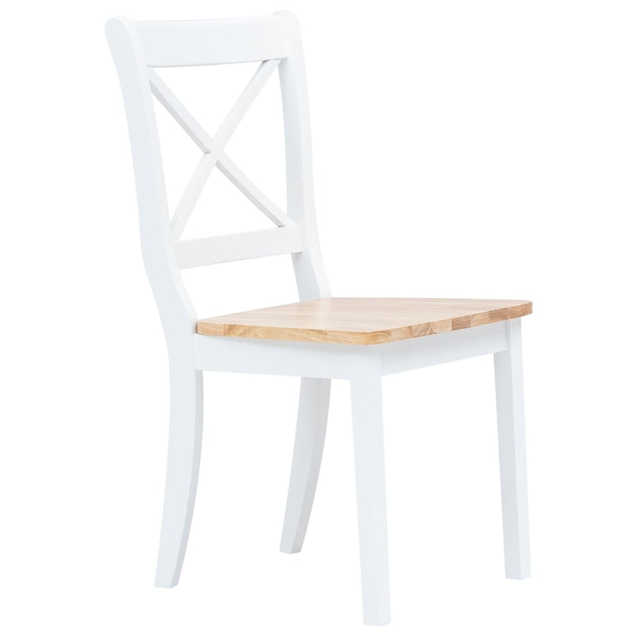 -Delige Eethoek Massief Rubberwood Wit en bruin