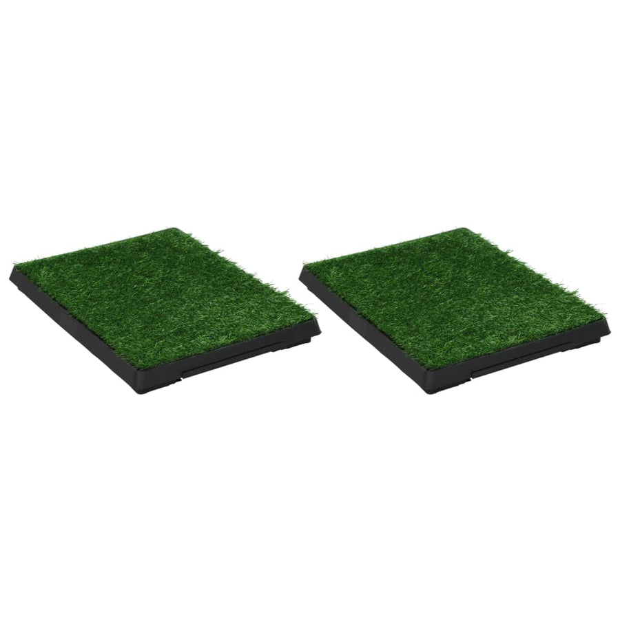 Huisdierentoiletten 2 st met bak en kunstgras 63x50x7 cm groen 63 x 50 x 7 cm (2 pcs)