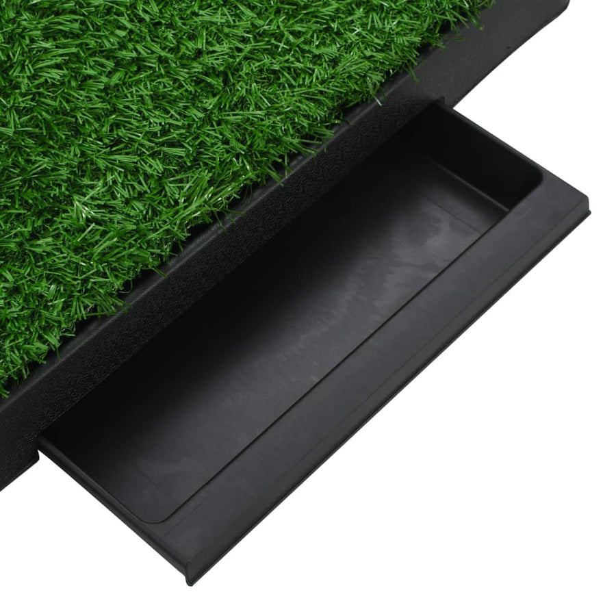 Huisdierentoiletten 2 st met bak en kunstgras 63x50x7 cm groen 63 x 50 x 7 cm (2 pcs)