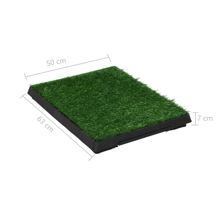 Huisdierentoiletten 2 st met bak en kunstgras 63x50x7 cm groen 63 x 50 x 7 cm (2 pcs)