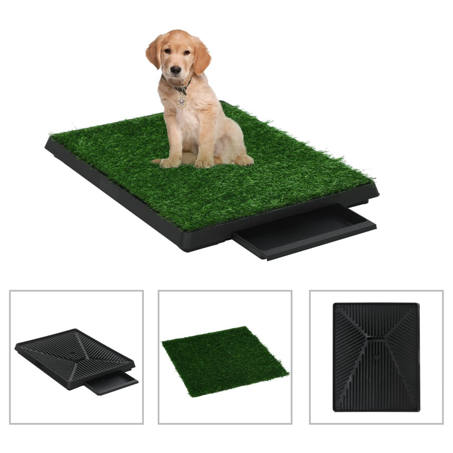Huisdierentoiletten 2 st met bak en kunstgras 63x50x7 cm groen 63 x 50 x 7 cm (2 pcs)