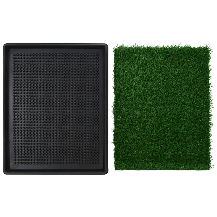 Huisdierentoilet met bak en kunstgras 64x51x3 cm groen 64 x 51 x 3 cm