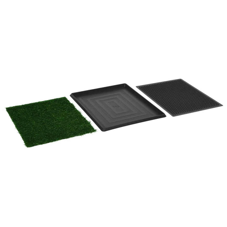 Huisdierentoilet met bak en kunstgras 64x51x3 cm groen 64 x 51 x 3 cm