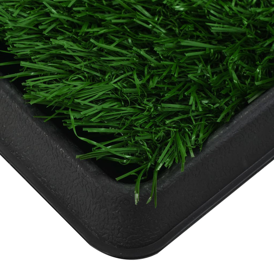 Huisdierentoilet met bak en kunstgras 64x51x3 cm groen 64 x 51 x 3 cm