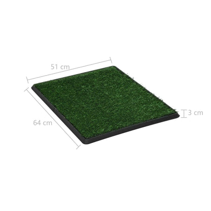 Huisdierentoilet met bak en kunstgras 64x51x3 cm groen 64 x 51 x 3 cm