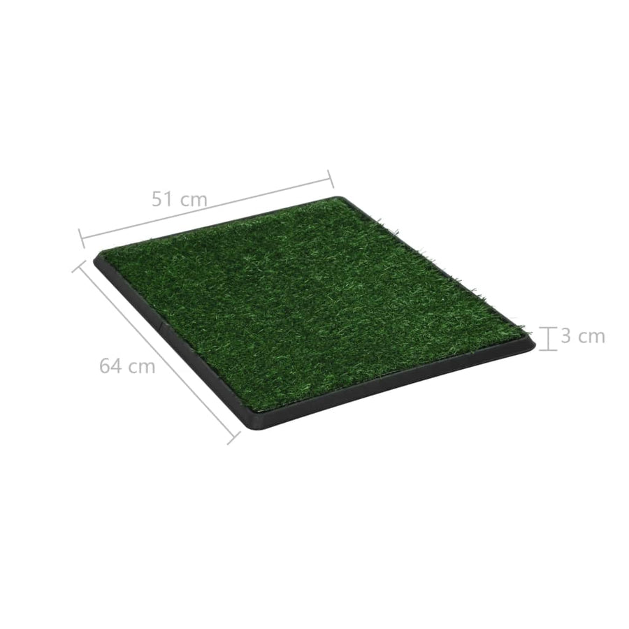 Huisdierentoilet met bak en kunstgras 64x51x3 cm groen 64 x 51 x 3 cm