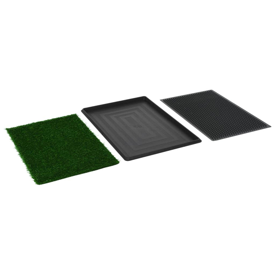 Huisdierentoilet met bak en kunstgras 76x51x3 cm groen 76 x 51 x 3 cm