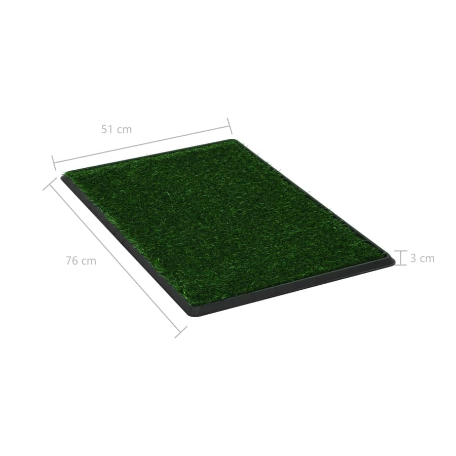 Huisdierentoilet met bak en kunstgras 76x51x3 cm groen 76 x 51 x 3 cm