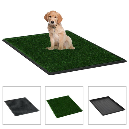 Huisdierentoilet met bak en kunstgras 76x51x3 cm groen 76 x 51 x 3 cm