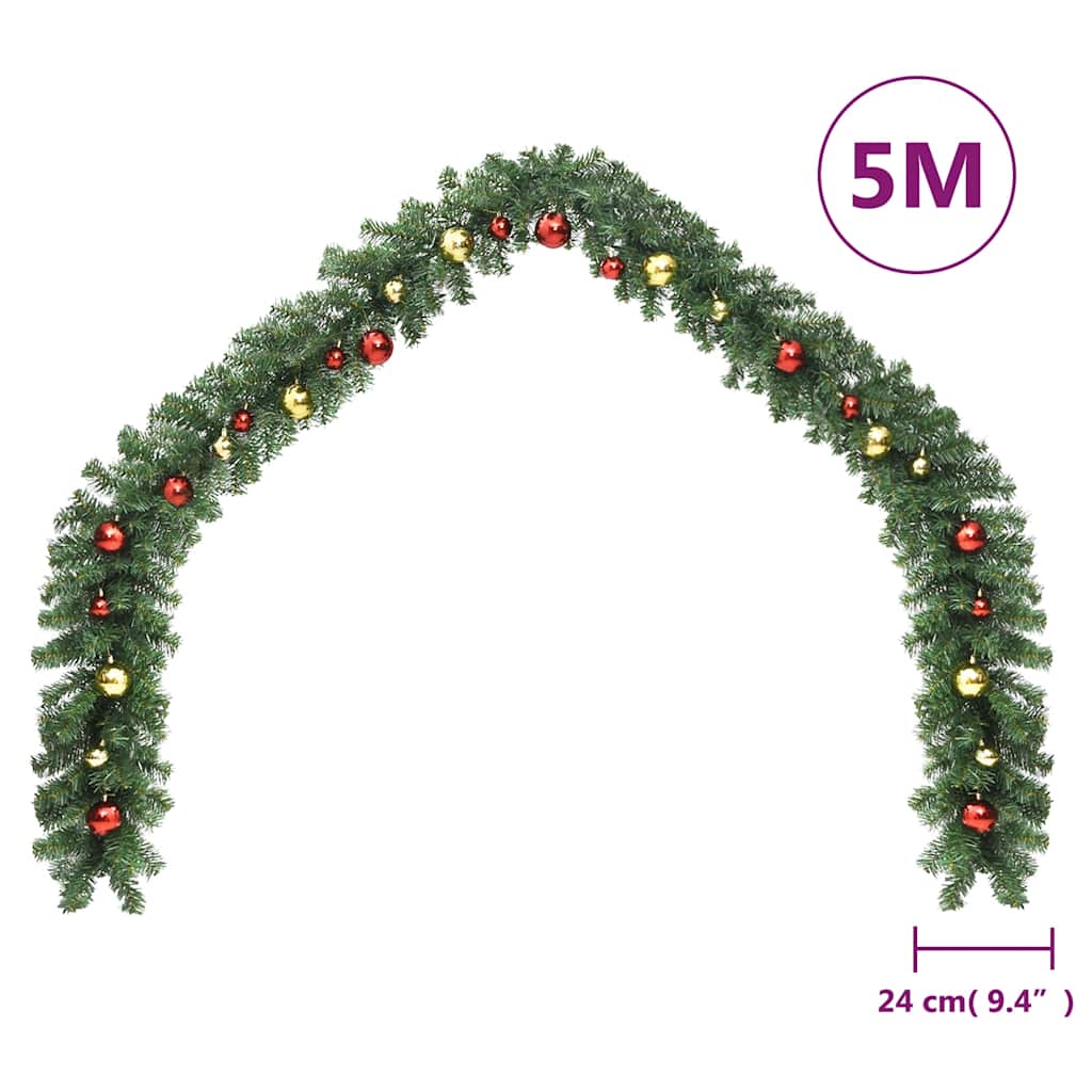 Kerstslinger Versierd Met Kerstballen 5 m