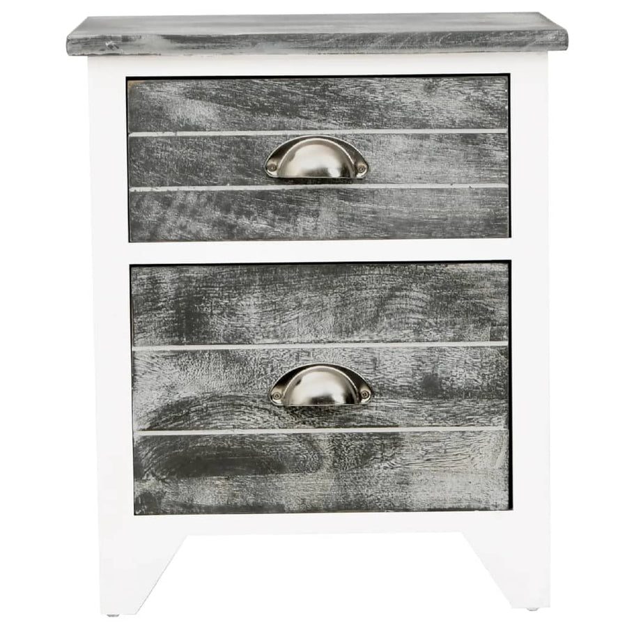 Nachtkastje 38X28X45 Cm Paulowniahout En 1 Wit en grijs