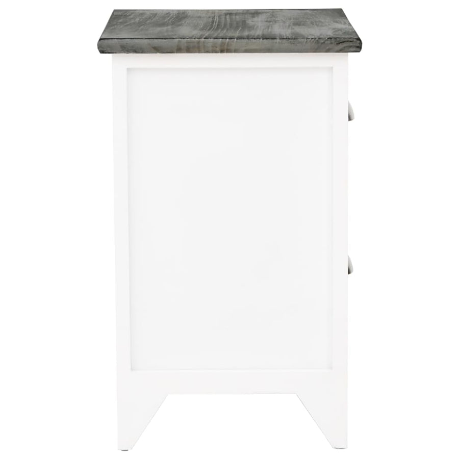 Nachtkastje 38X28X45 Cm Paulowniahout En 1 Wit en grijs