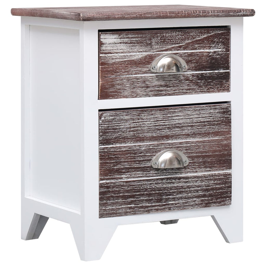 Nachtkastje 38X28X45 Cm Paulowniahout En 1 Wit en bruin