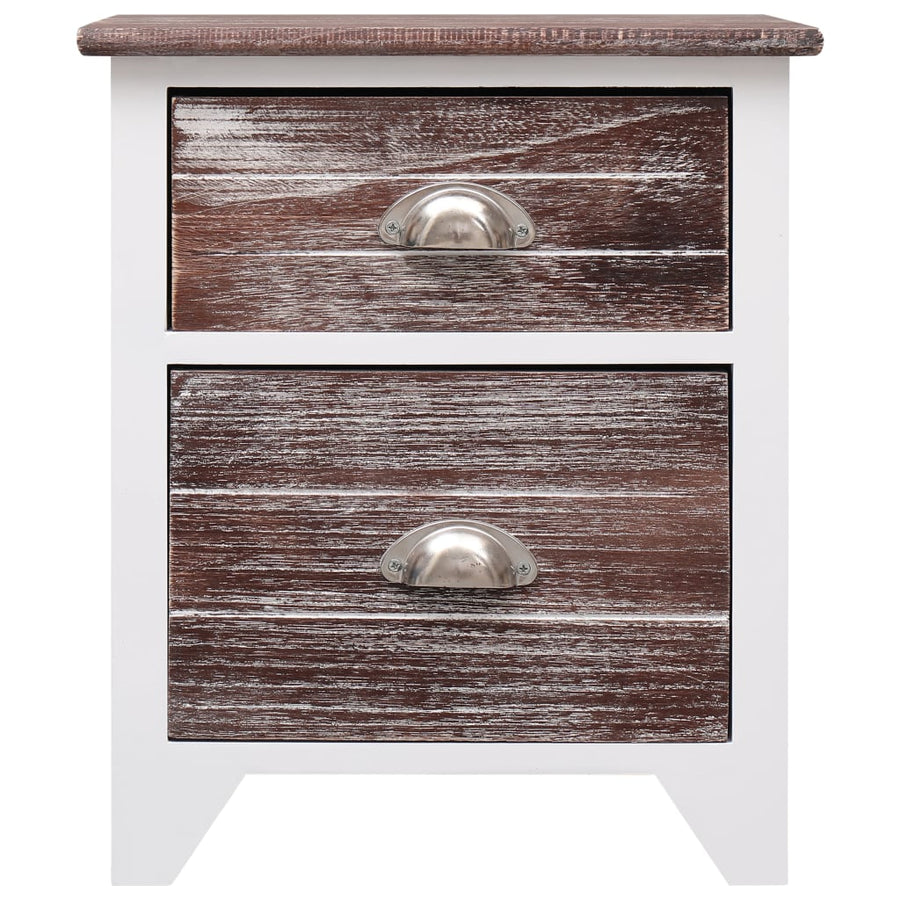 Nachtkastje 38X28X45 Cm Paulowniahout En 1 Wit en bruin