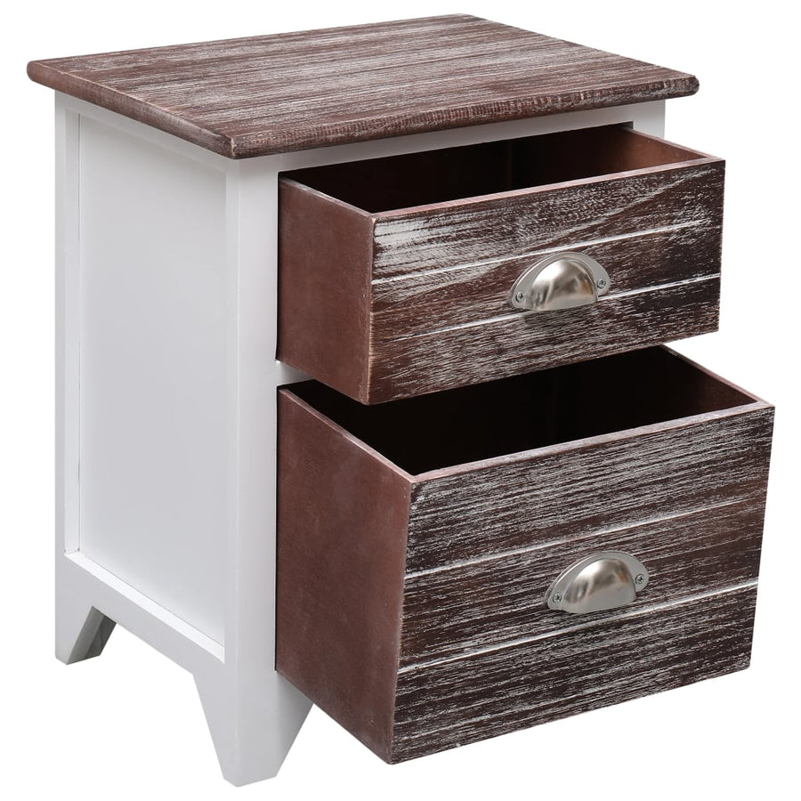 Nachtkastje 38X28X45 Cm Paulowniahout En 1 Wit en bruin