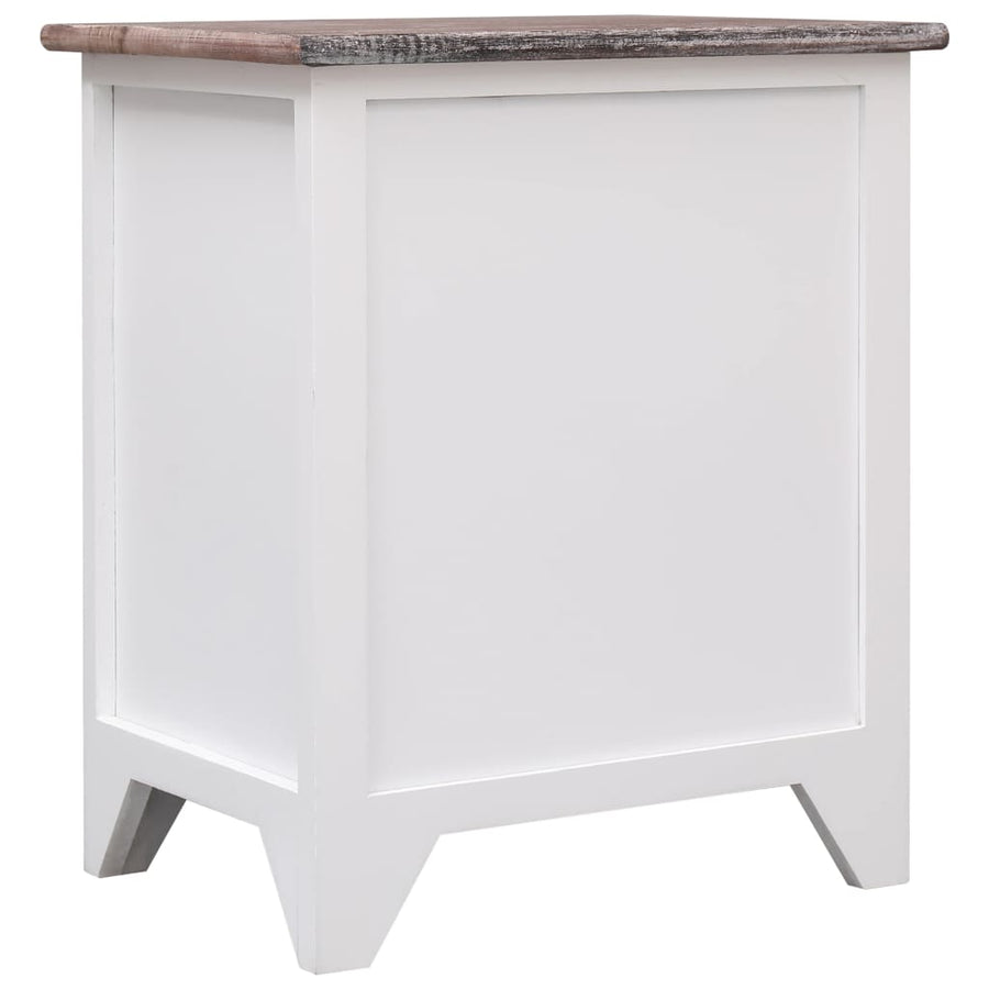 Nachtkastje 38X28X45 Cm Paulowniahout En 1 Wit en bruin