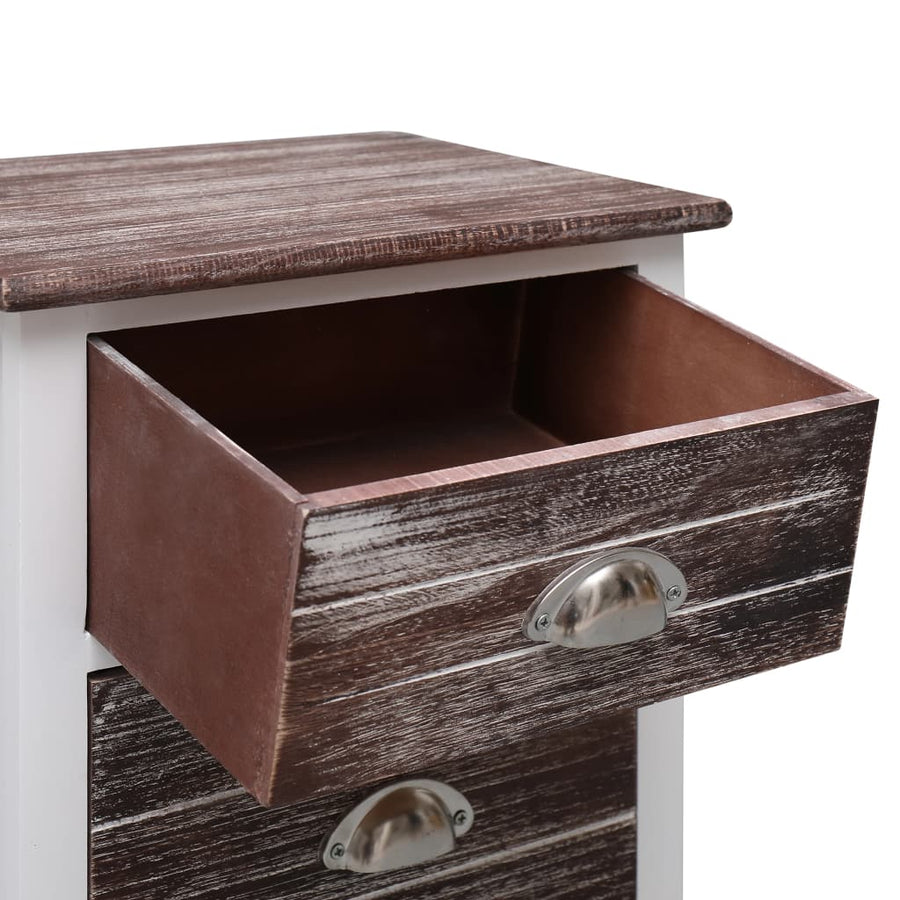 Nachtkastje 38X28X45 Cm Paulowniahout En 1 Wit en bruin