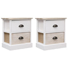 Nachtkastjes 2 st 38x28x45 cm paulowniahout wit naturel