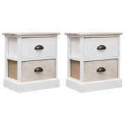 Nachtkastjes 2 st 38x28x45 cm paulowniahout wit naturel