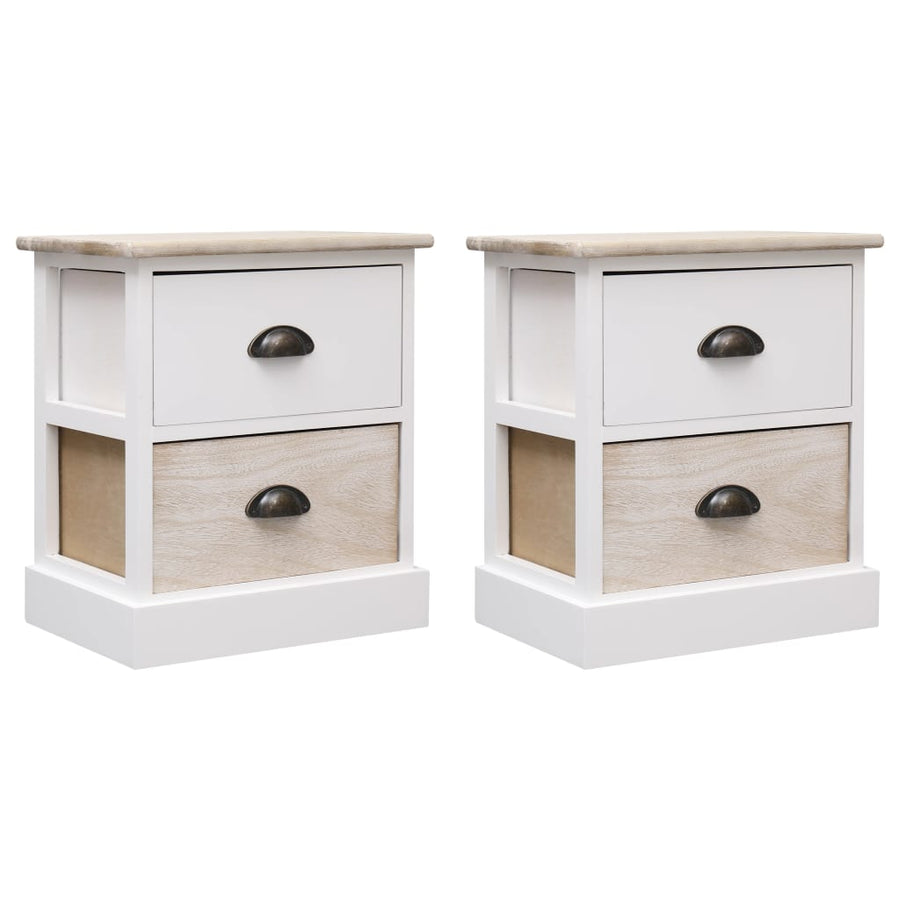 Nachtkastjes 38X8X45 Cm Paulowniahout En Naturel 2 Wit en bruin