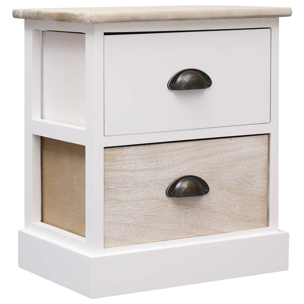 Nachtkastjes 38X8X45 Cm Paulowniahout En Naturel 2 Wit en bruin