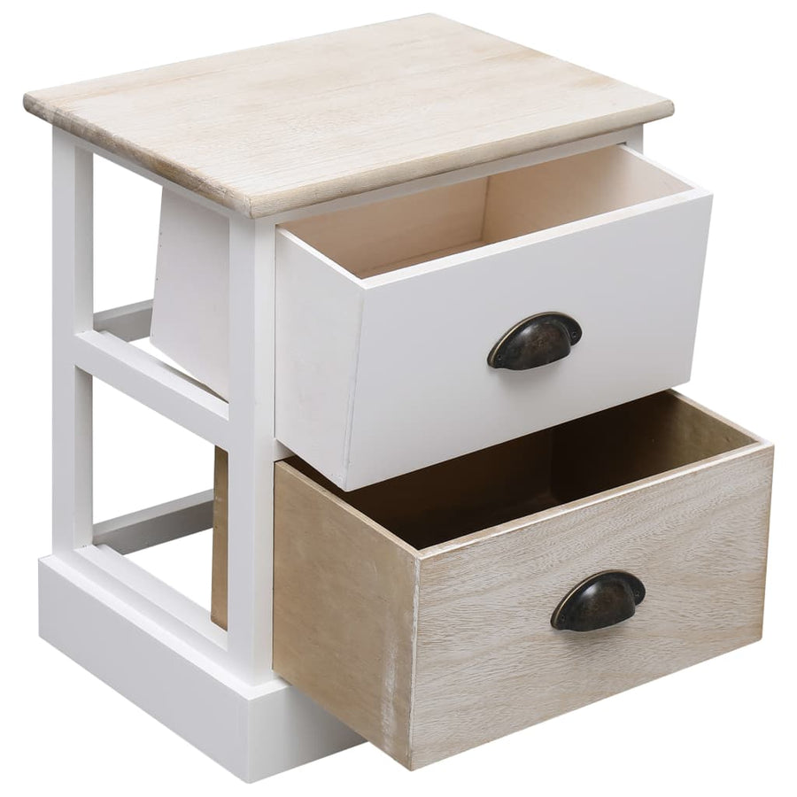 Nachtkastjes 38X8X45 Cm Paulowniahout En Naturel 2 Wit en bruin