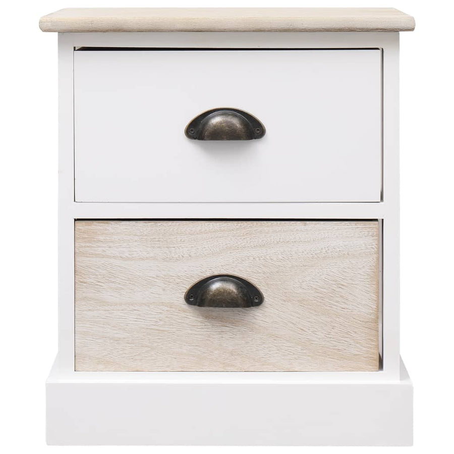 Nachtkastjes 38X8X45 Cm Paulowniahout En Naturel 2 Wit en bruin