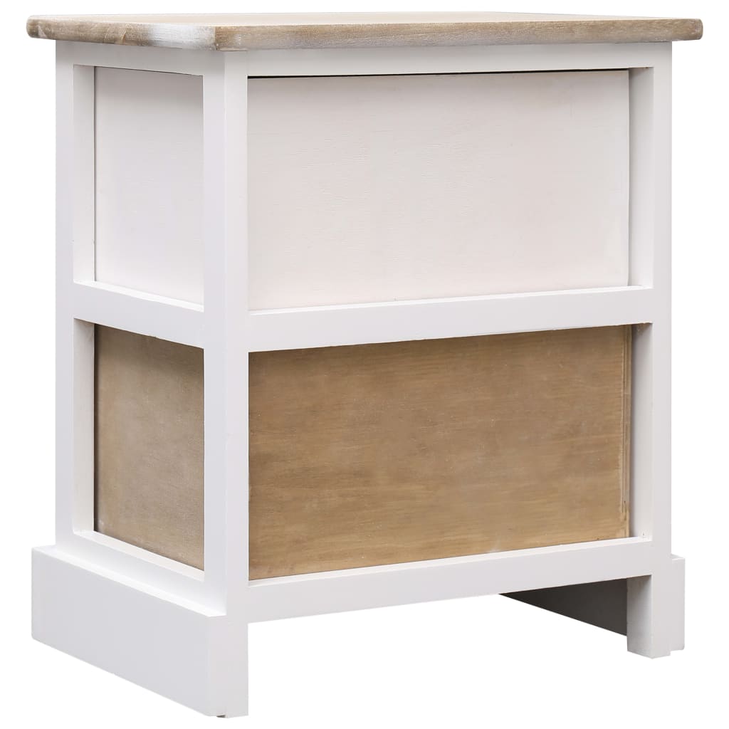 Nachtkastjes 38X8X45 Cm Paulowniahout En Naturel 2 Wit en bruin