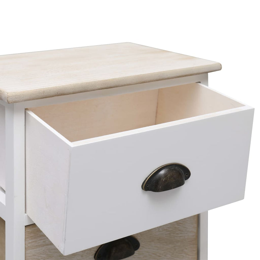 Nachtkastjes 38X8X45 Cm Paulowniahout En Naturel 2 Wit en bruin