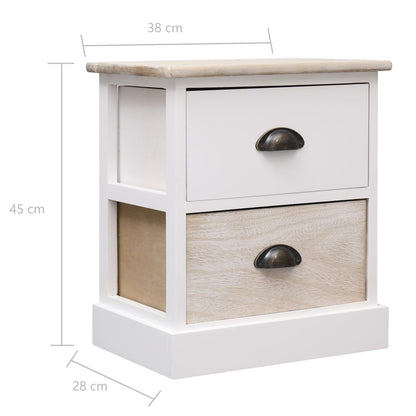 Nachtkastjes 38X8X45 Cm Paulowniahout En Naturel 2 Wit en bruin