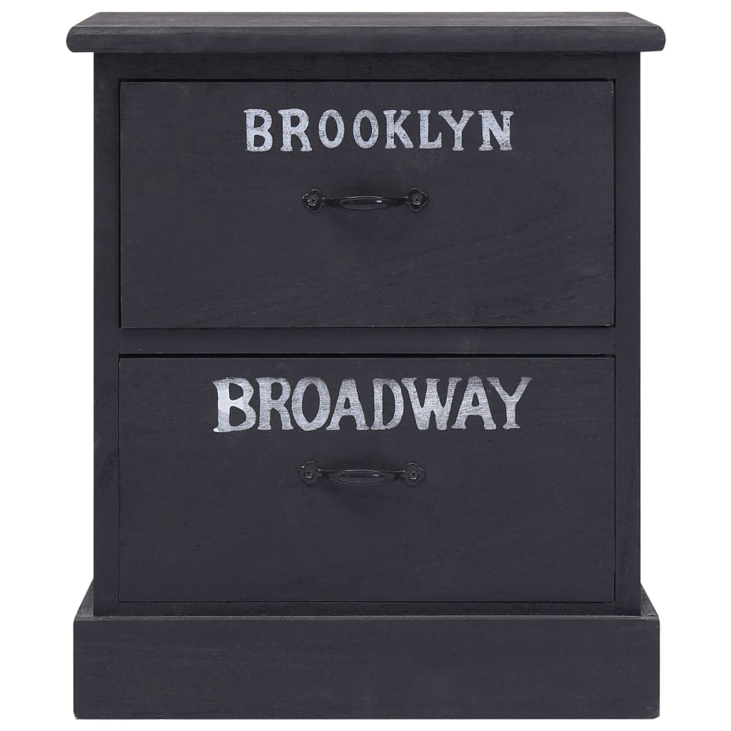 Nachtkastje 38X28X45 Cm Paulowniahout 1 Zwart