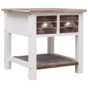 Bijzettafel 40x40x40 cm paulowniahout bruin wit