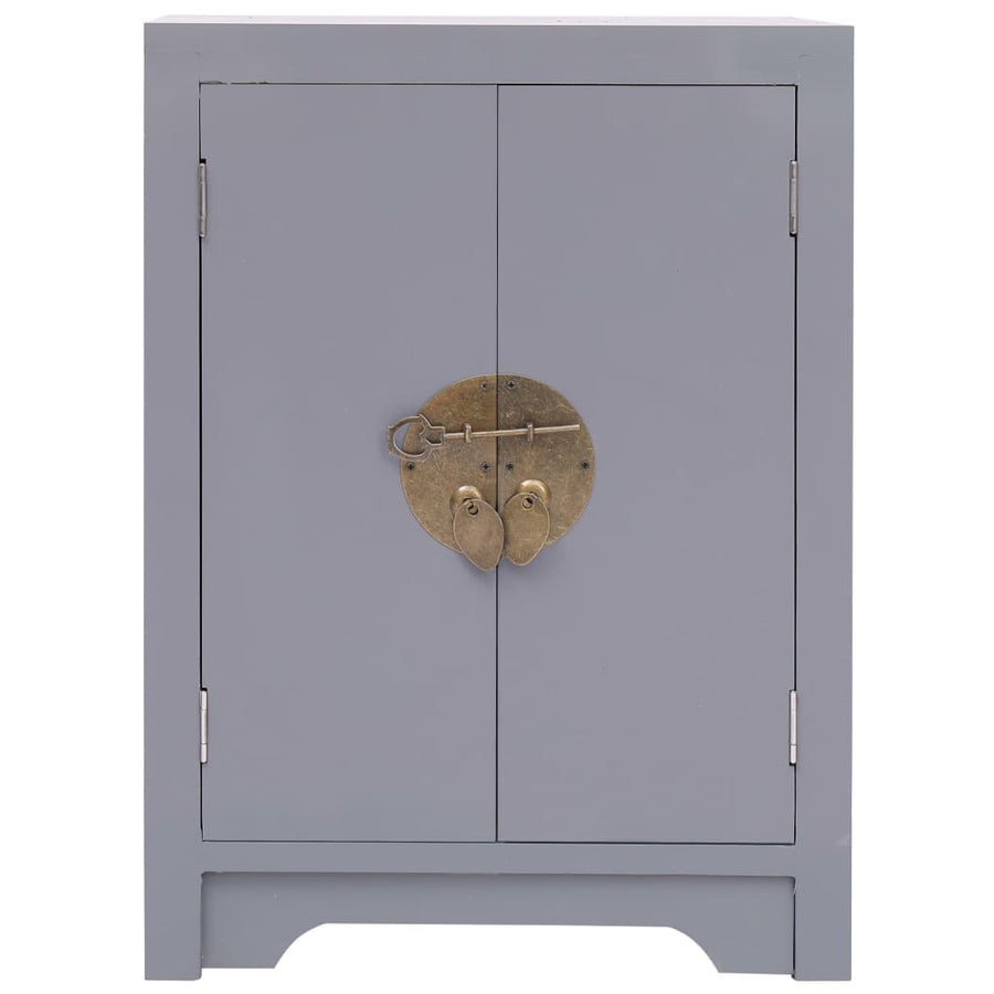 Nachtkastje 38X28X52 Cm Paulowniahout Grijs