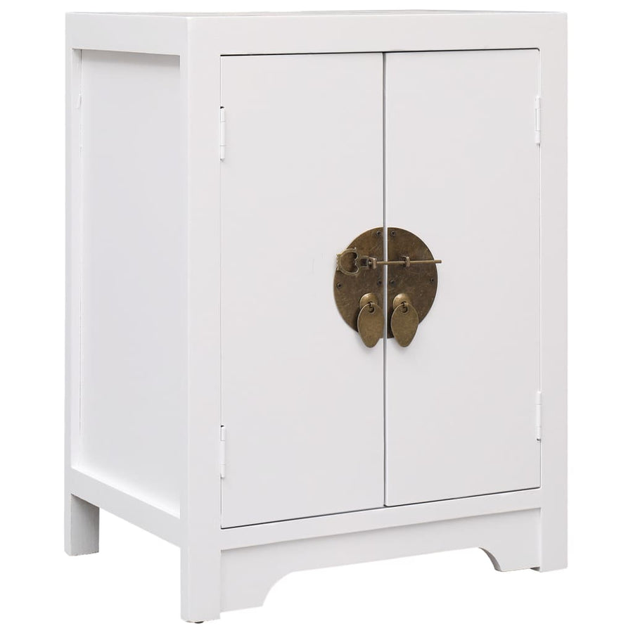 Nachtkastje 38X28X52 Cm Paulowniahout Wit