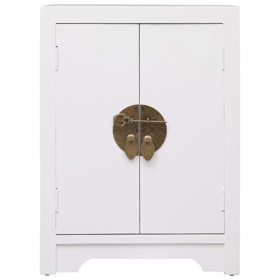 Nachtkastje 38X28X52 Cm Paulowniahout Wit