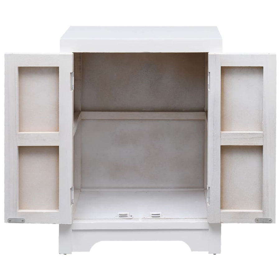 Nachtkastje 38X28X52 Cm Paulowniahout Wit