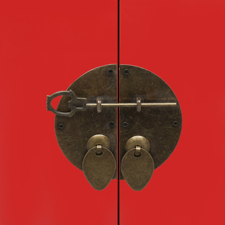 Nachtkastje 38x28x52 cm paulowniahout rood