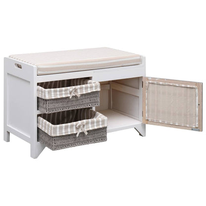Halbank 70x33,5x45 cm paulowniahout wit