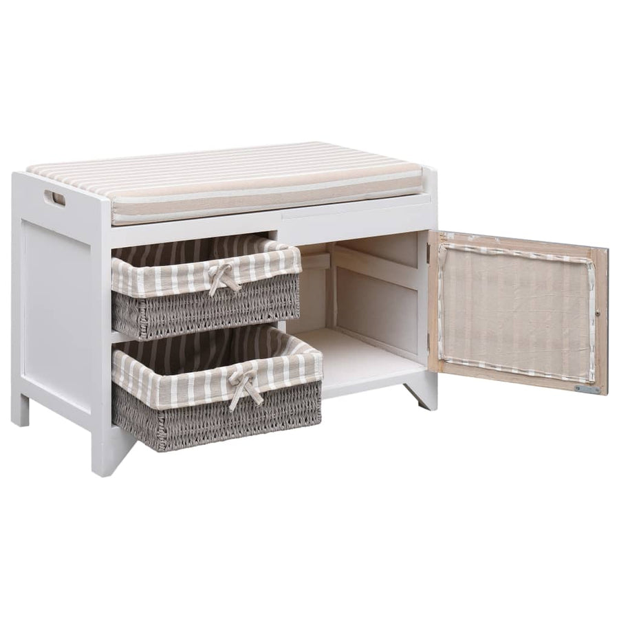 Halbank 70x33,5x45 cm paulowniahout wit