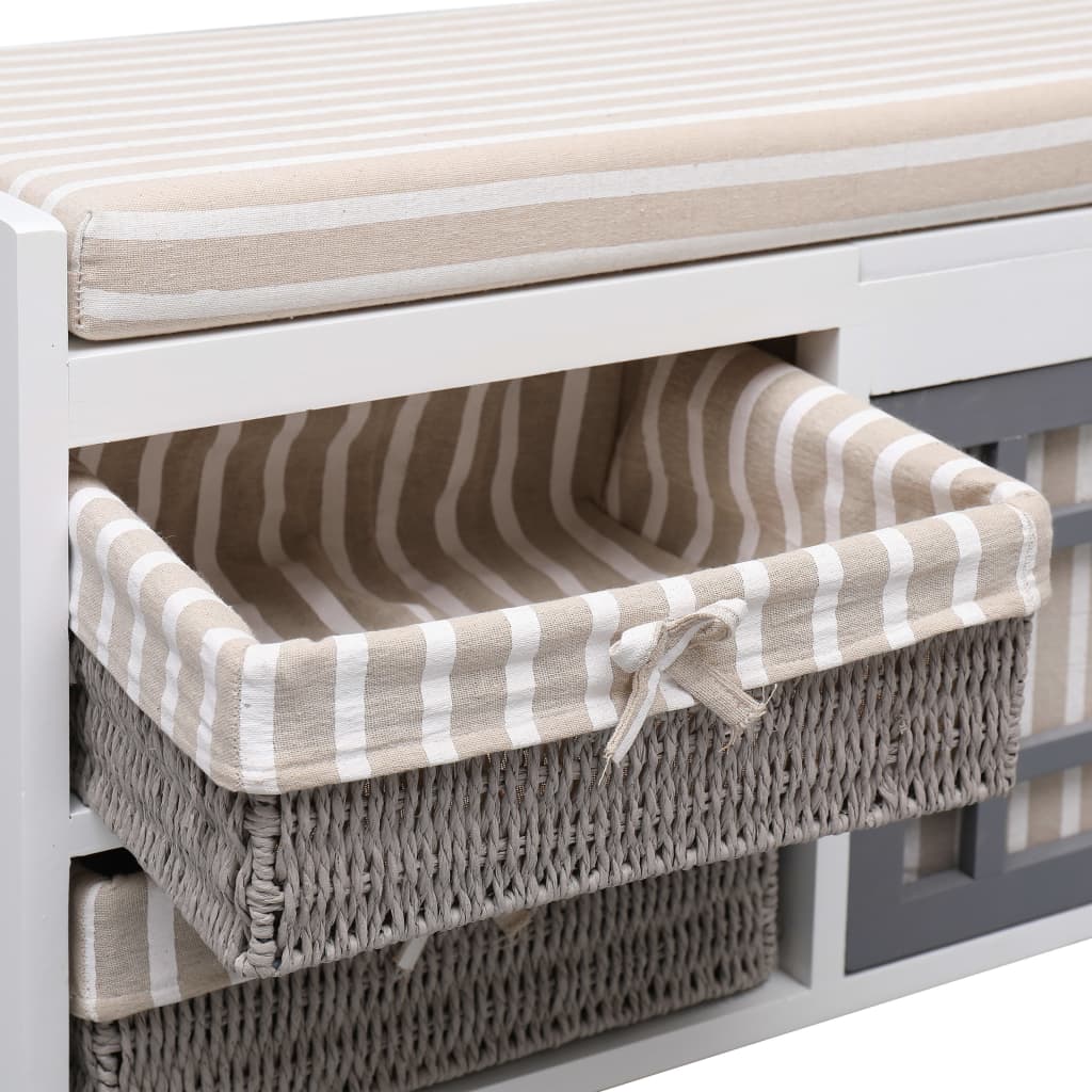 Halbank 70x33,5x45 cm paulowniahout wit